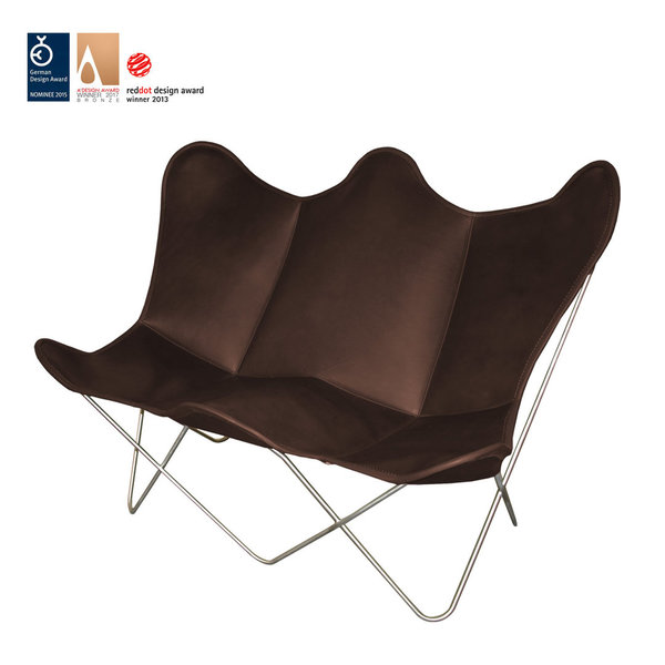 Butterfly TWIN CHAIR leather coffee brown