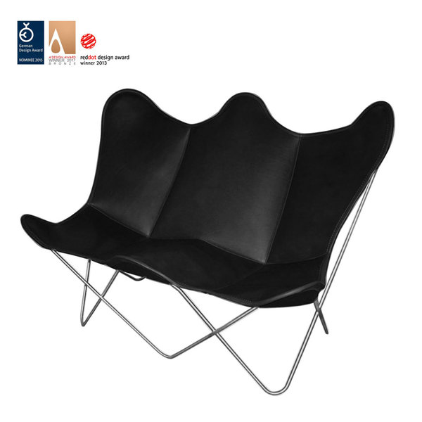 Butterfly TWIN CHAIR leather black