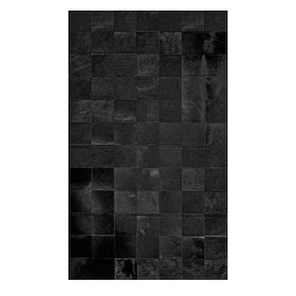 Nacht aus Samt: Patchwork-Teppich aus schwarzem Kuhfell