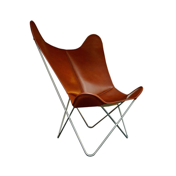 Hardoy Butterfly Chair GRAND COMFORT leather tobacco brown
